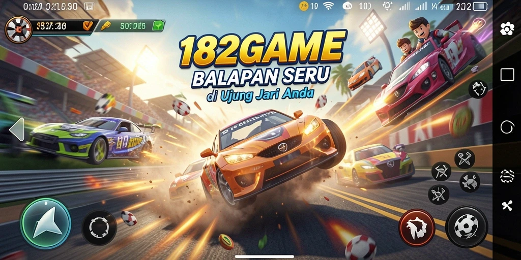 Tampilan gameplay balapan yang mendebarkan dan penuh aksi.