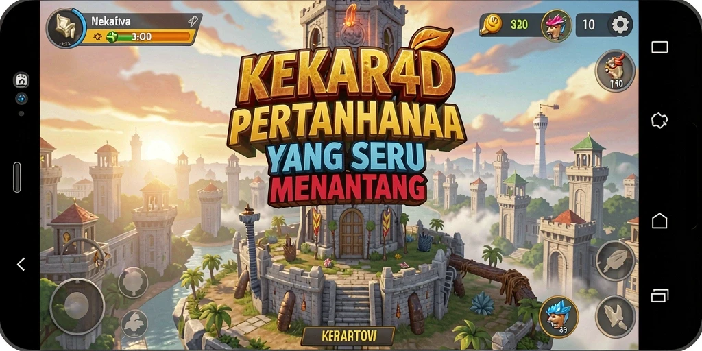 Tangkapan layar menunjukkan aksi menara pertahanan di KEKAR4D.