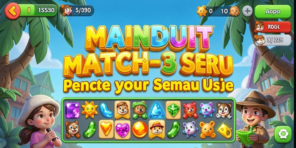 Tampilan gameplay seru dalam game Match-3 MAINDUIT.