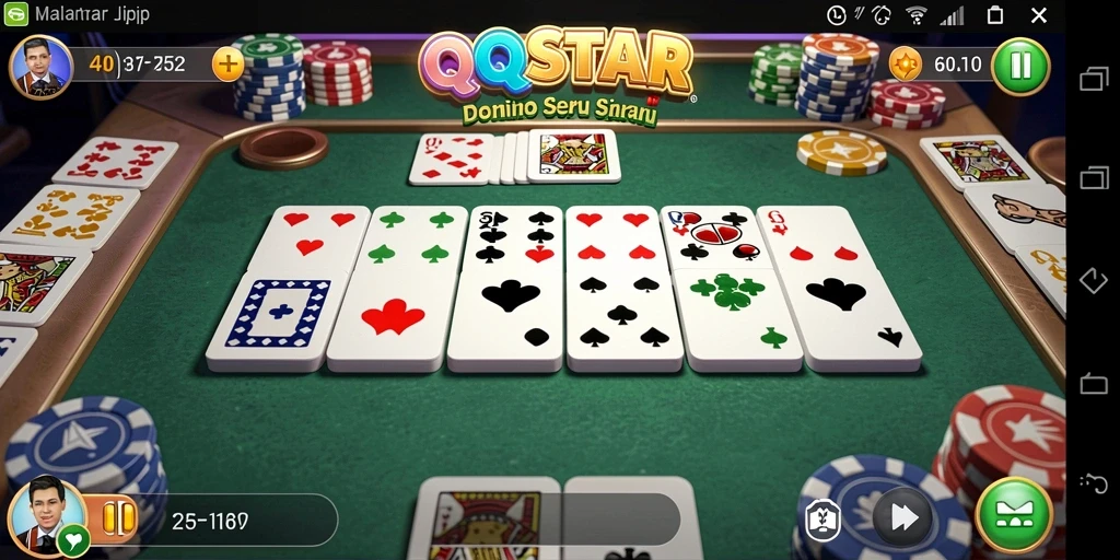 Tampilan gameplay QQSTAR yang interaktif dan menyenangkan dalam permainan Domino.