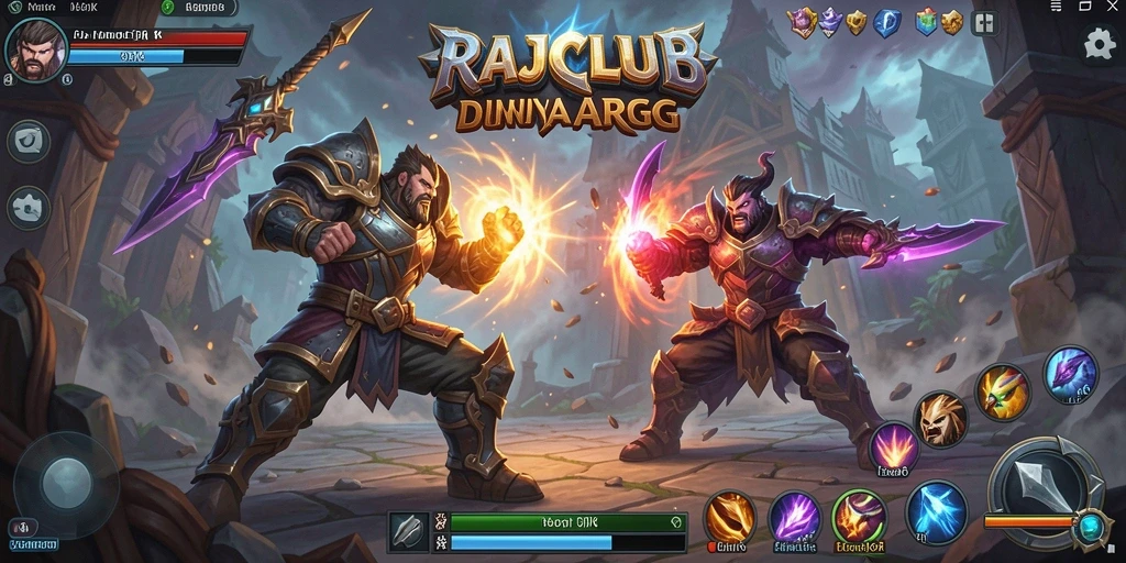 Gameplay seru dalam dunia ARPG RAJACLUB dengan pertarungan epik.