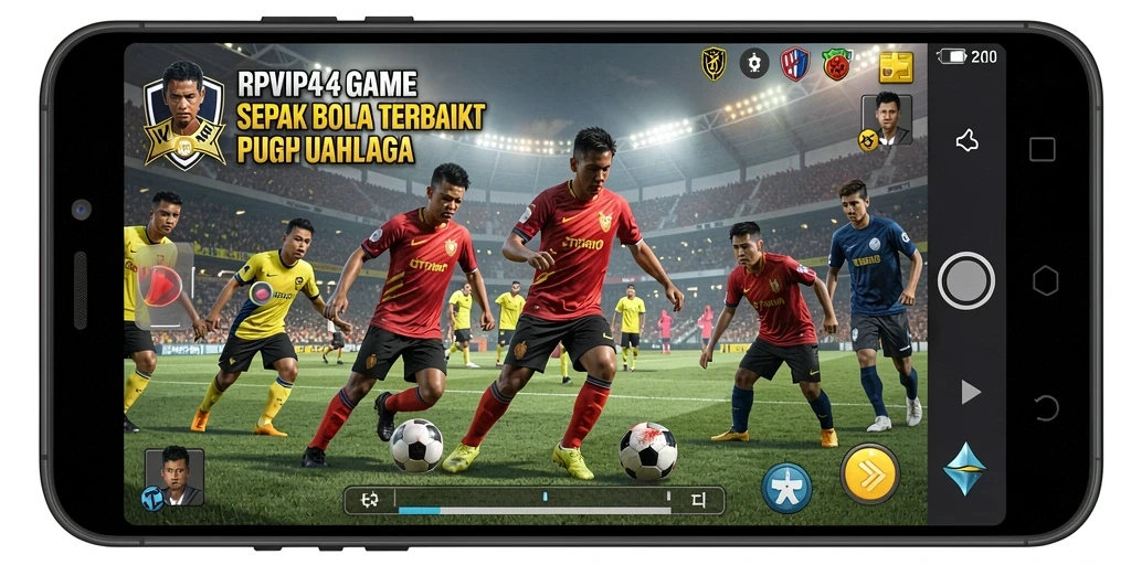 Tampilan utama RPVIP4 menampilkan aksi seru di lapangan sepak bola.