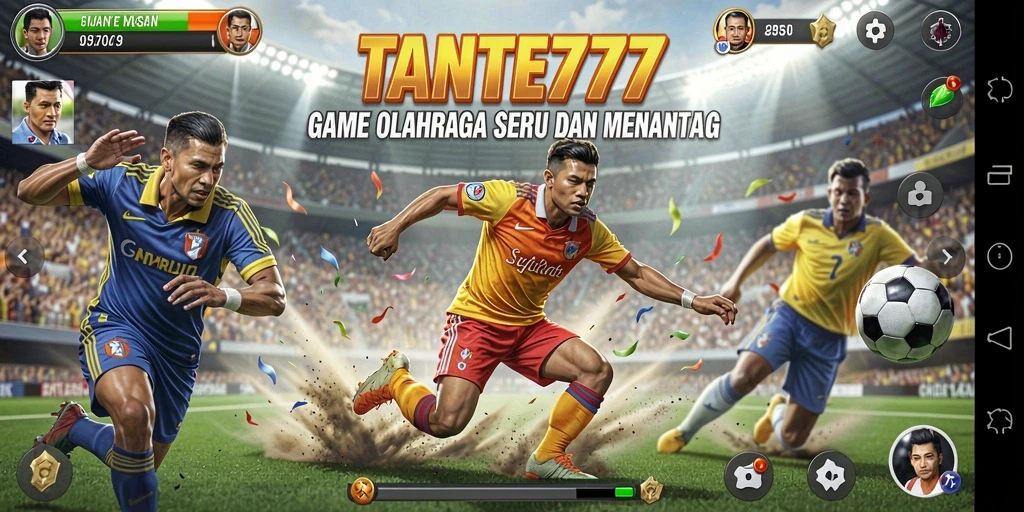 Tampilan gameplay seru dari TANTE777 dengan aksi olahraga intens.